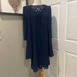 Scott  McClintock Royal Blue Vintage Dress With Attached Sheer Jacket Size 8